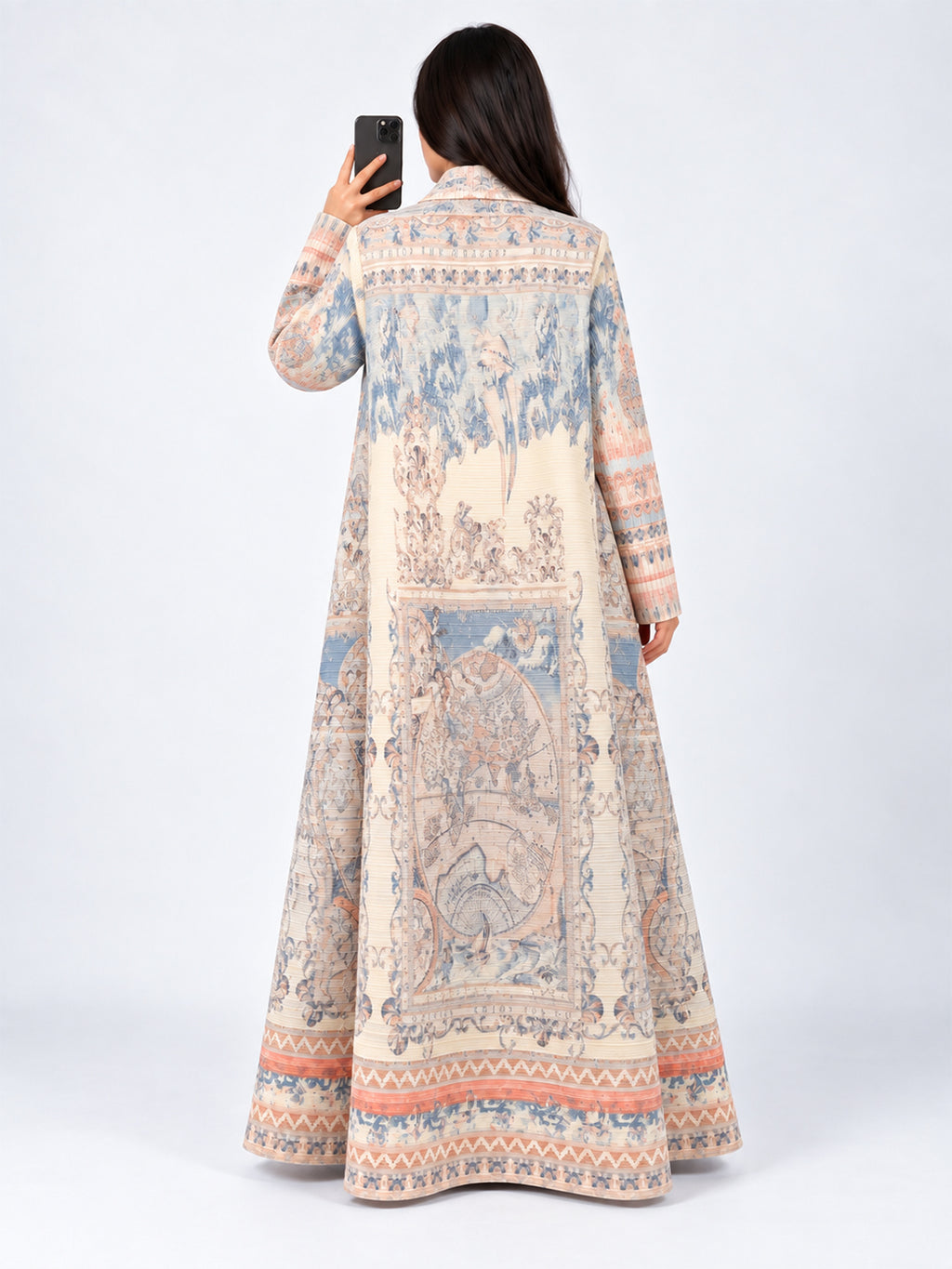 pastel-vintage-printed-textured-pleated-open-abaya-noor-and-grace