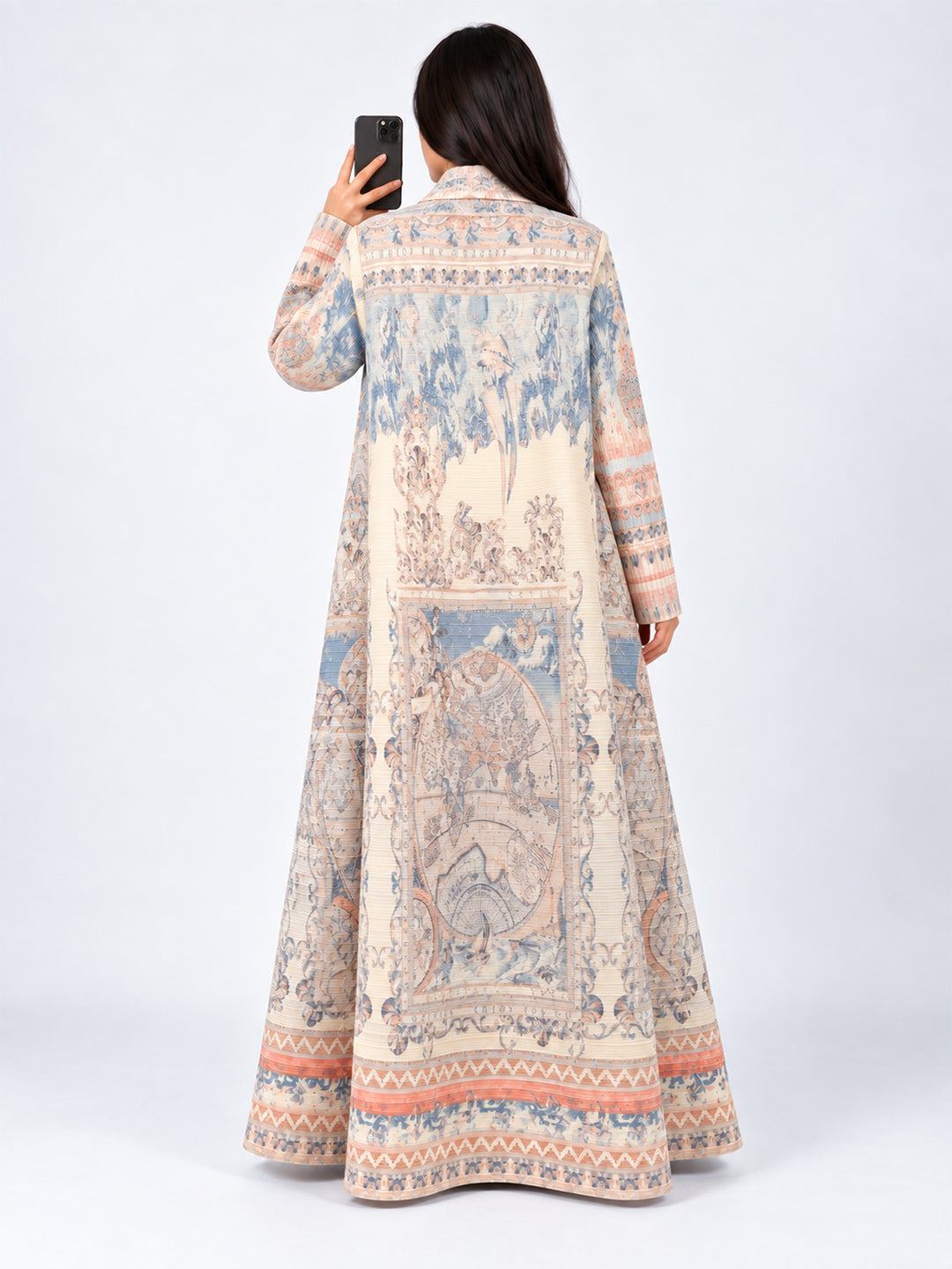 pastel-vintage-printed-textured-pleated-open-abaya-noor-and-grace