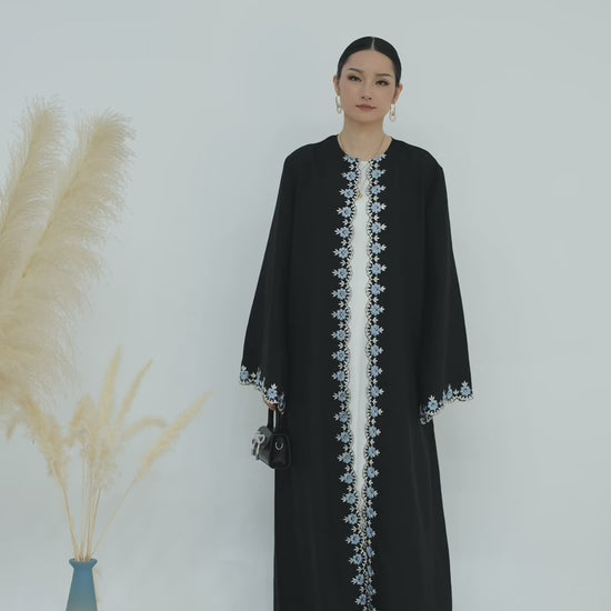 Al liyali midnight beaded black abaya - Noor & Grace