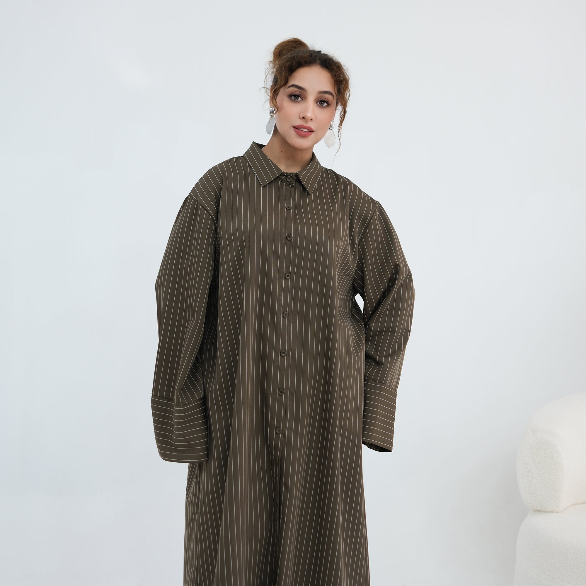 Striped Co-Ord Set – Lapel Buttoned Top & Wide-Leg Pants