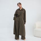 Striped Co-Ord Set – Lapel Buttoned Top & Wide-Leg Pants