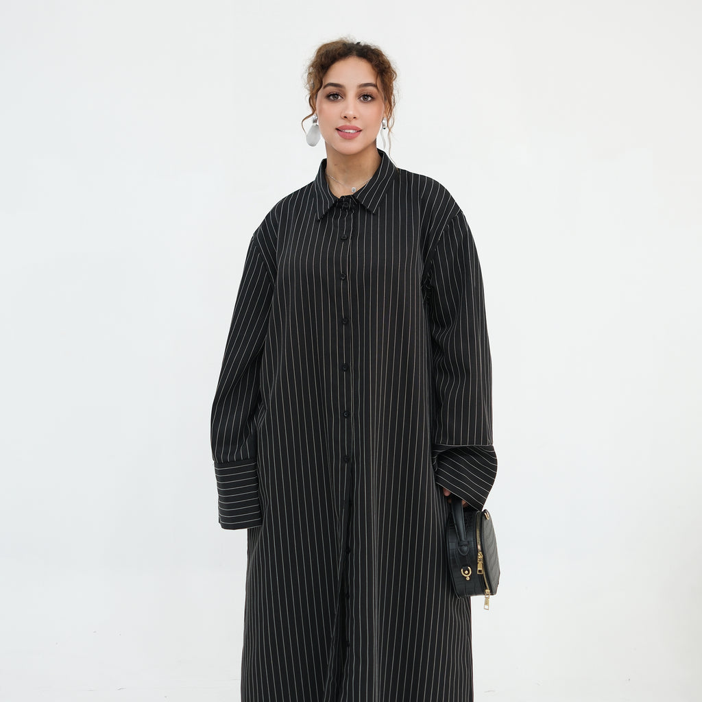 Striped Co-Ord Set – Lapel Buttoned Top & Wide-Leg Pants