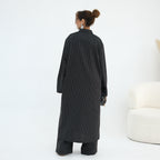 Striped Co-Ord Set – Lapel Buttoned Top & Wide-Leg Pants