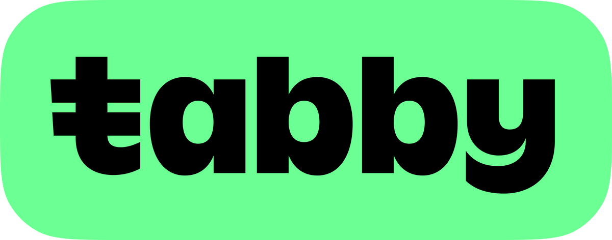 A green rounded square containing the word 'tabby' in bold black lowercase letters showing Noor & Grace payment methods 