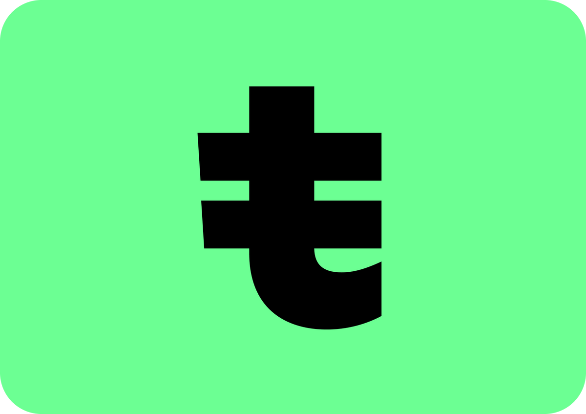 A Tabby symbol centered on a bright mint green rounded square background showing Noor & Grace payment methods 