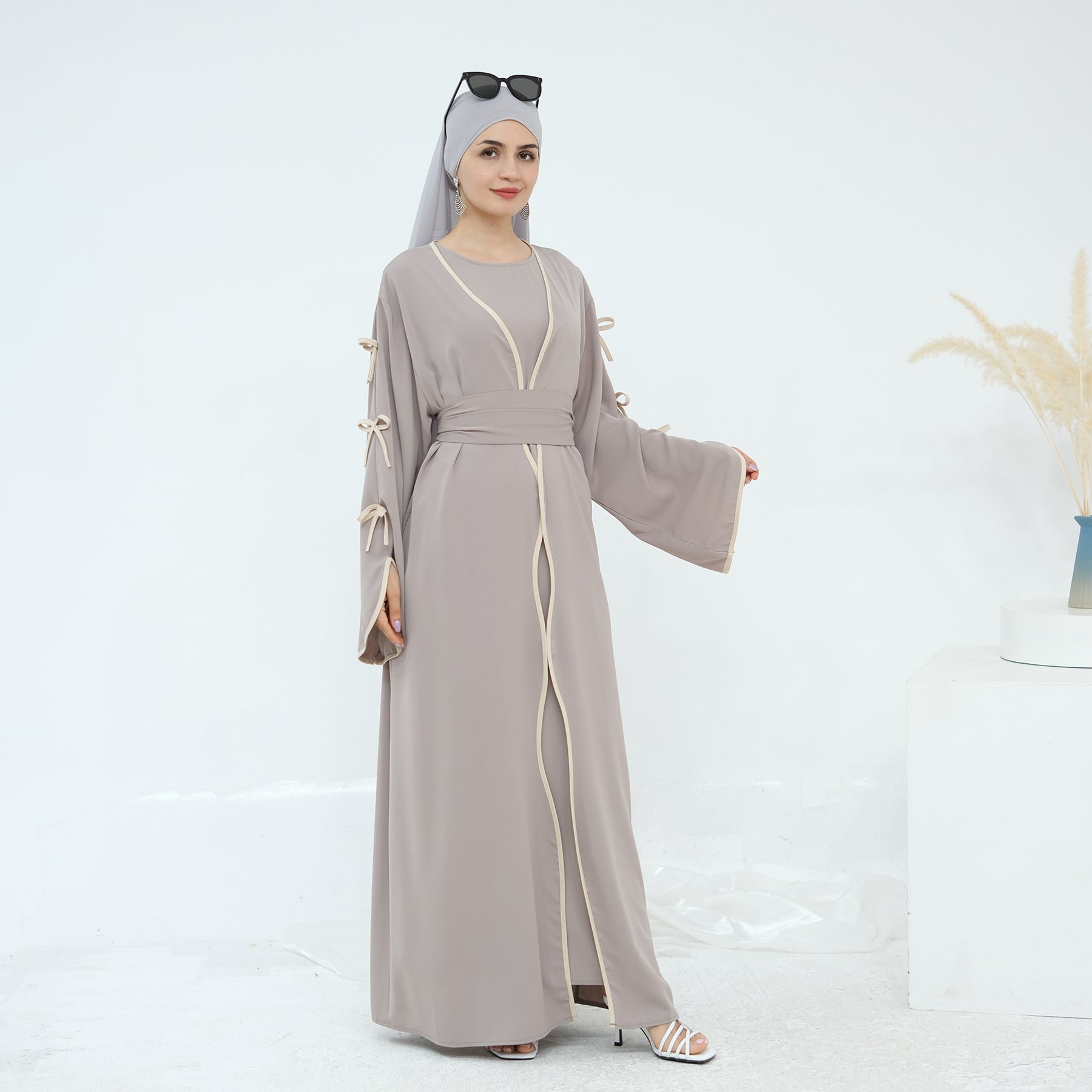 zaynah-flex-nida-bow-abaya-khaki-noor-and-grace